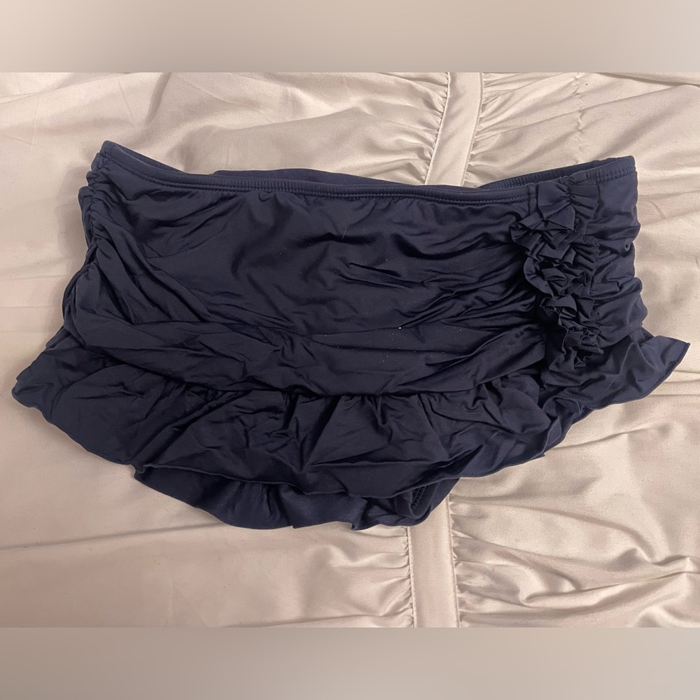Navy Blue Ruched Swim Skirt